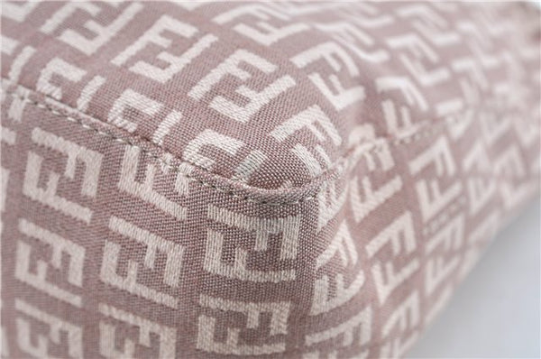 Authentic FENDI Zucchino Hand Tote Bag Purse Canvas Leather Light Pink  J7680
