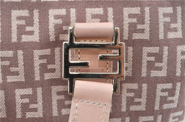 Authentic FENDI Zucchino Hand Tote Bag Purse Canvas Leather Light Pink  J7680