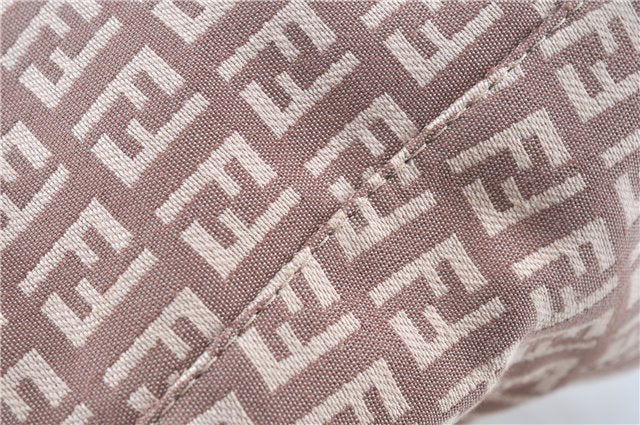 Authentic FENDI Zucchino Hand Tote Bag Purse Canvas Leather Light Pink  J7680