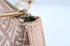 Authentic FENDI Zucchino Hand Tote Bag Purse Canvas Leather Light Pink  J7680