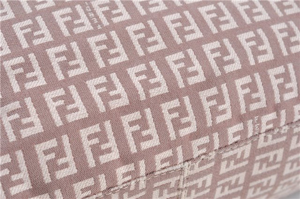 Authentic FENDI Zucchino Hand Tote Bag Purse Canvas Leather Light Pink  J7680