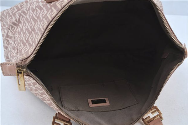 Authentic FENDI Zucchino Hand Tote Bag Purse Canvas Leather Light Pink  J7680