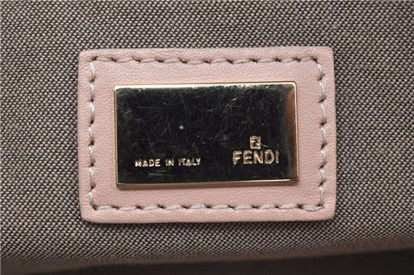 Authentic FENDI Zucchino Hand Tote Bag Purse Canvas Leather Light Pink  J7680