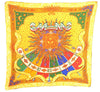 Authentic HERMES Pleats Scarf "CARPE DIEM" Silk Orange Yellow J7690