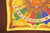 Authentic HERMES Pleats Scarf "CARPE DIEM" Silk Orange Yellow J7690