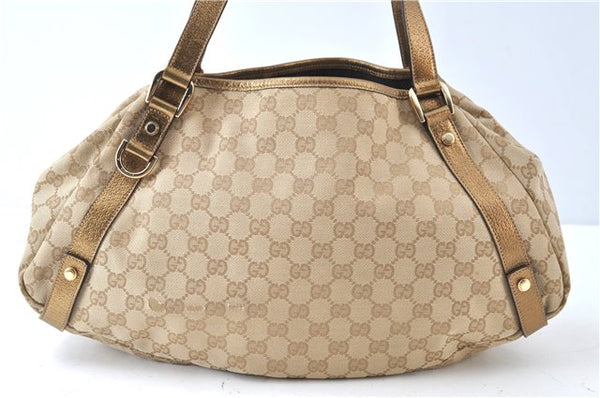 Authentic GUCCI Abbey Shoulder Tote Bag GG Canvas Leather 130736 Beige J7695
