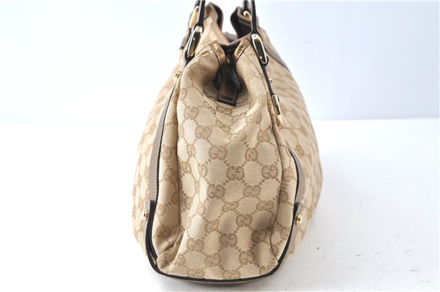 Authentic GUCCI Abbey Shoulder Tote Bag GG Canvas Leather 130736 Beige J7695