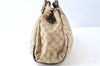 Authentic GUCCI Abbey Shoulder Tote Bag GG Canvas Leather 130736 Beige J7695