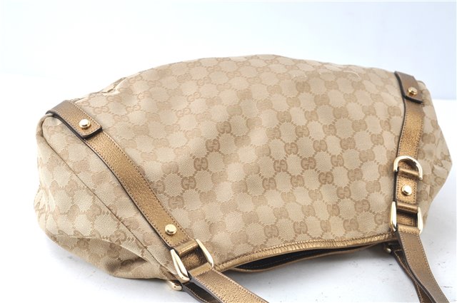 Authentic GUCCI Abbey Shoulder Tote Bag GG Canvas Leather 130736 Beige J7695