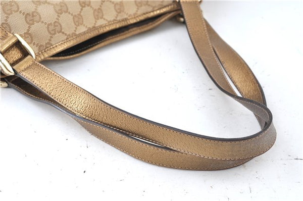 Authentic GUCCI Abbey Shoulder Tote Bag GG Canvas Leather 130736 Beige J7695