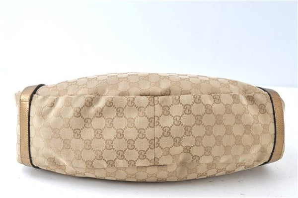 Authentic GUCCI Abbey Shoulder Tote Bag GG Canvas Leather 130736 Beige J7695
