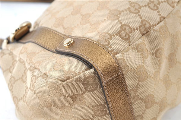 Authentic GUCCI Abbey Shoulder Tote Bag GG Canvas Leather 130736 Beige J7695