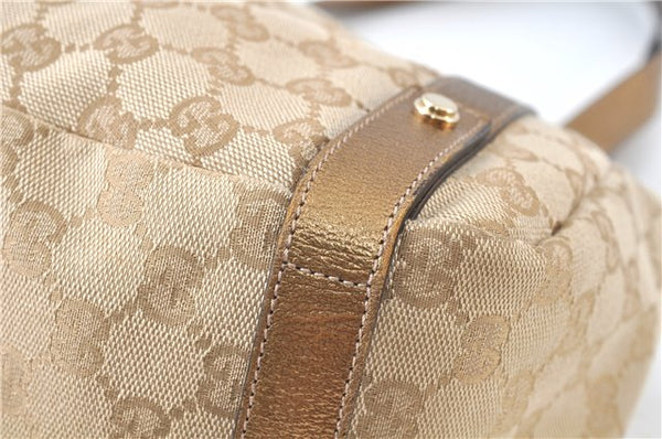 Authentic GUCCI Abbey Shoulder Tote Bag GG Canvas Leather 130736 Beige J7695