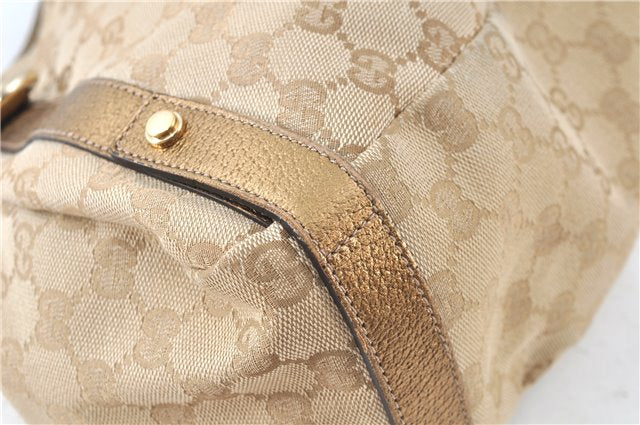 Authentic GUCCI Abbey Shoulder Tote Bag GG Canvas Leather 130736 Beige J7695