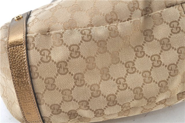 Authentic GUCCI Abbey Shoulder Tote Bag GG Canvas Leather 130736 Beige J7695