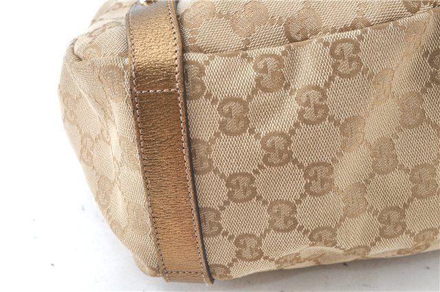 Authentic GUCCI Abbey Shoulder Tote Bag GG Canvas Leather 130736 Beige J7695