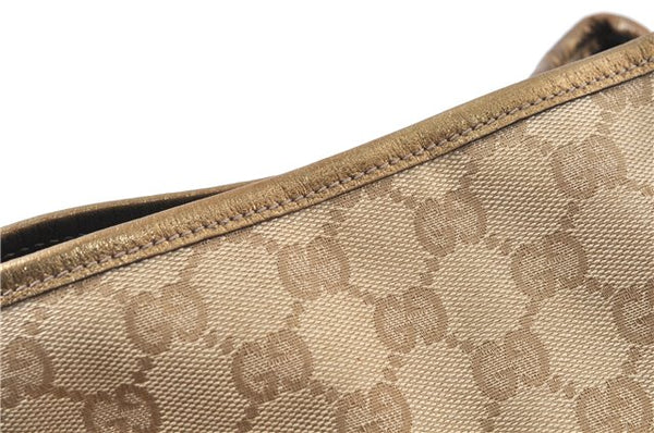 Authentic GUCCI Abbey Shoulder Tote Bag GG Canvas Leather 130736 Beige J7695