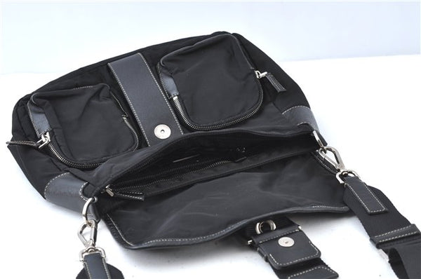 Authentic PRADA Nylon Tessuto Leather Shoulder Cross Body Bag Purse Black J7697