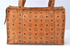 Authentic MCM Visetos Leather Vintage Shoulder Tote Bag Brown Black J7706