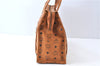 Authentic MCM Visetos Leather Vintage Shoulder Tote Bag Brown Black J7706