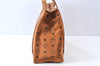 Authentic MCM Visetos Leather Vintage Shoulder Tote Bag Brown Black J7706