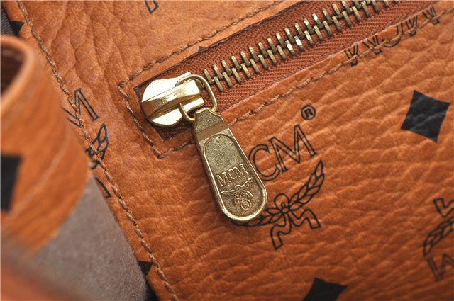 Authentic MCM Visetos Leather Vintage Shoulder Tote Bag Brown Black J7706