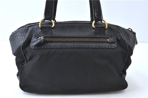 Authentic PRADA Nylon Leather Nappa Shoulder Hand Bag Purse Black J7709