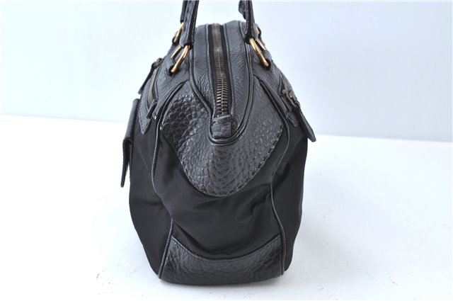 Authentic PRADA Nylon Leather Nappa Shoulder Hand Bag Purse Black J7709