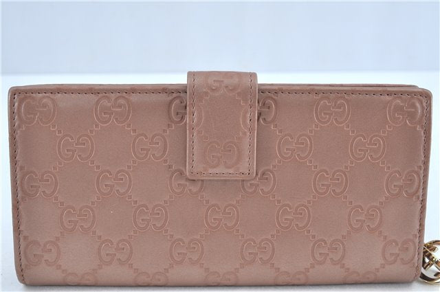 Authentic GUCCI Guccissima Leather Long Wallet Purse 233024 Pink Gold J7725