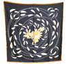 Authentic HERMES Carre 90 Scarf "Au Gre du Vent" Silk Brown Black Box J7749