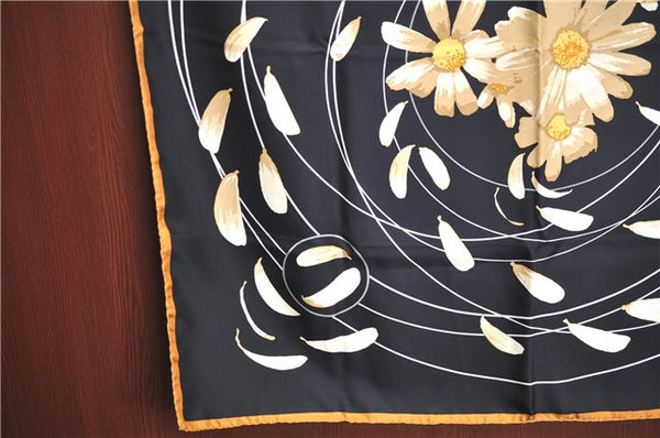 Authentic HERMES Carre 90 Scarf "Au Gre du Vent" Silk Brown Black Box J7749