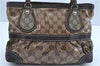 Authentic GUCCI GG Crystal Shoulder Hand Tote Bag PVC Leather 223964 Brown J7766