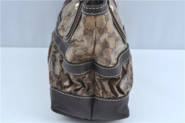 Authentic GUCCI GG Crystal Shoulder Hand Tote Bag PVC Leather 223964 Brown J7766