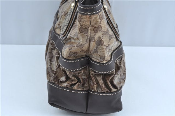 Authentic GUCCI GG Crystal Shoulder Hand Tote Bag PVC Leather 223964 Brown J7766