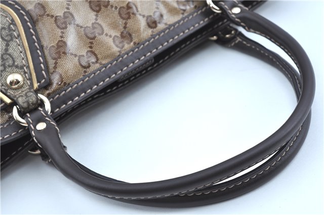 Authentic GUCCI GG Crystal Shoulder Hand Tote Bag PVC Leather 223964 Brown J7766