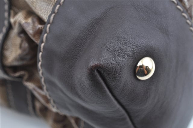 Authentic GUCCI GG Crystal Shoulder Hand Tote Bag PVC Leather 223964 Brown J7766