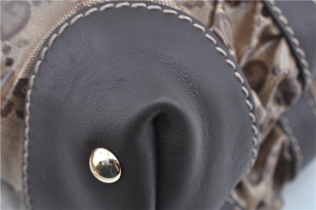 Authentic GUCCI GG Crystal Shoulder Hand Tote Bag PVC Leather 223964 Brown J7766