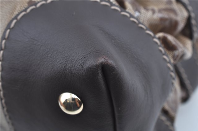 Authentic GUCCI GG Crystal Shoulder Hand Tote Bag PVC Leather 223964 Brown J7766