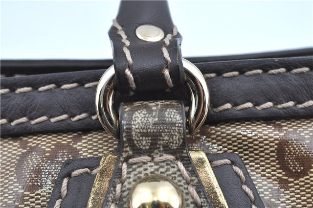 Authentic GUCCI GG Crystal Shoulder Hand Tote Bag PVC Leather 223964 Brown J7766