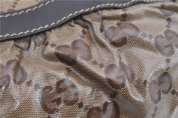 Authentic GUCCI GG Crystal Shoulder Hand Tote Bag PVC Leather 223964 Brown J7766