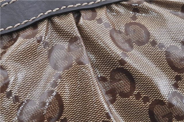 Authentic GUCCI GG Crystal Shoulder Hand Tote Bag PVC Leather 223964 Brown J7766
