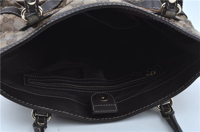 Authentic GUCCI GG Crystal Shoulder Hand Tote Bag PVC Leather 223964 Brown J7766