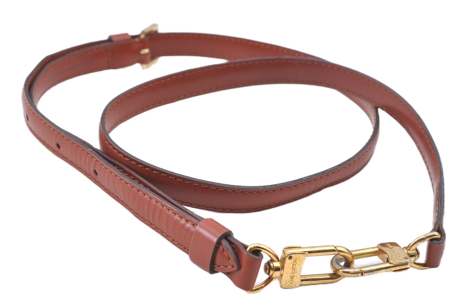 Authentic Louis Vuitton Leather Shoulder Strap Brown 40.2-47.2