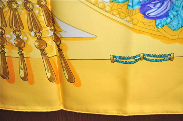 Authentic HERMES Carre 90 Scarf "Mexique" Silk Yellow J7800