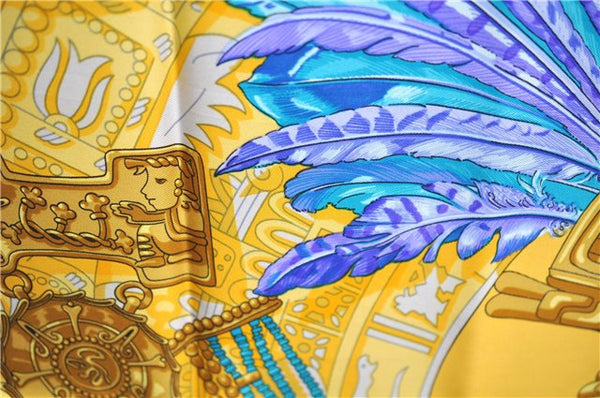 Authentic HERMES Carre 90 Scarf "Mexique" Silk Yellow J7800