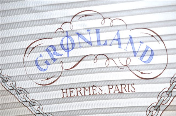 Authentic HERMES Pleats Scarf "GRONLAND" Silk Beige Ivory Box J7805