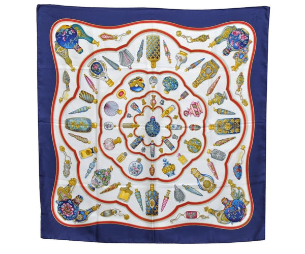 Authentic HERMES Carre 90 Scarf "Pourvu qu'on ait l'ivresse" Silk Blue J7811