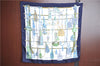 Authentic HERMES Carre 90 Scarf "passementerie" Silk Navy Blue J7839