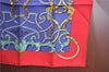 Auth HERMES Petit Carre 40 Scarf Handkerchief "L'Instruction" Silk Red J7848