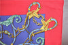 Auth HERMES Petit Carre 40 Scarf Handkerchief "L'Instruction" Silk Red J7848